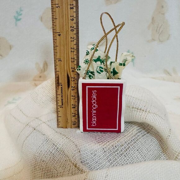 Bloomingdales Porcelain Shopping Bag Vintage Christmas tree ornament - Picture 7 of 7